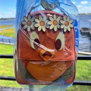 Orange Bird - Backpack with Floral Accents